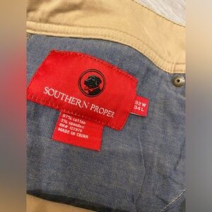 Southern Proper Chino Pants Mens Light Khaki Flat Front Cotton Stretch Sz 32x34